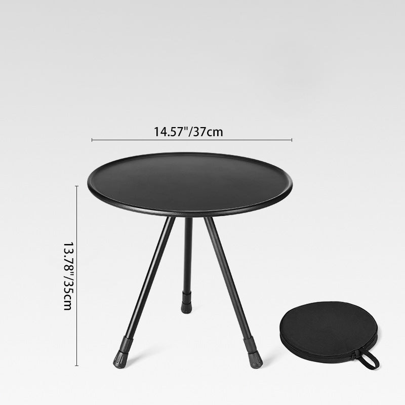 Moderne Einfachheit Aluminiumlegierung ABS Rund Faltbarer Outdoor Kaffeetisch 1-Tablett Taschenlampenhalter für draußen | Brehn