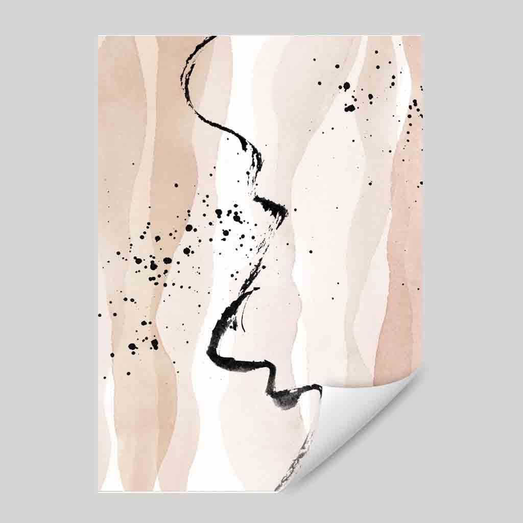 Abstrakte Landschaft in Beige und Schwarz Nr. 3 Kunstdruck