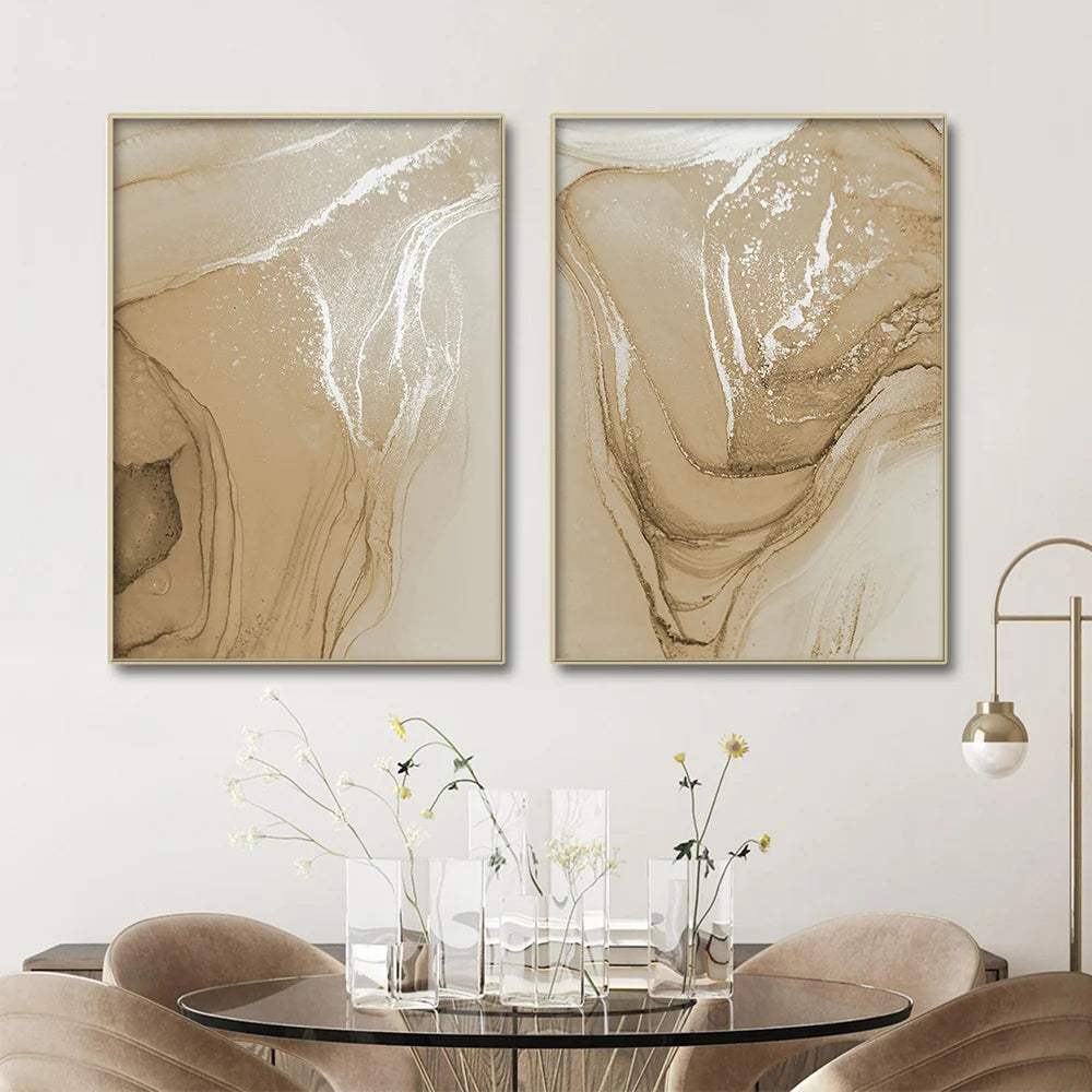 Set von 3 Stücken Beigefarbene Chic Flüssigmarmor Wandkunst Feine Kunst Leinwanddrucke Bilder Für Neutrale Farbige Wohnzimmer Schlafzimmer Kunst Moderne Hausinterieurdekoration