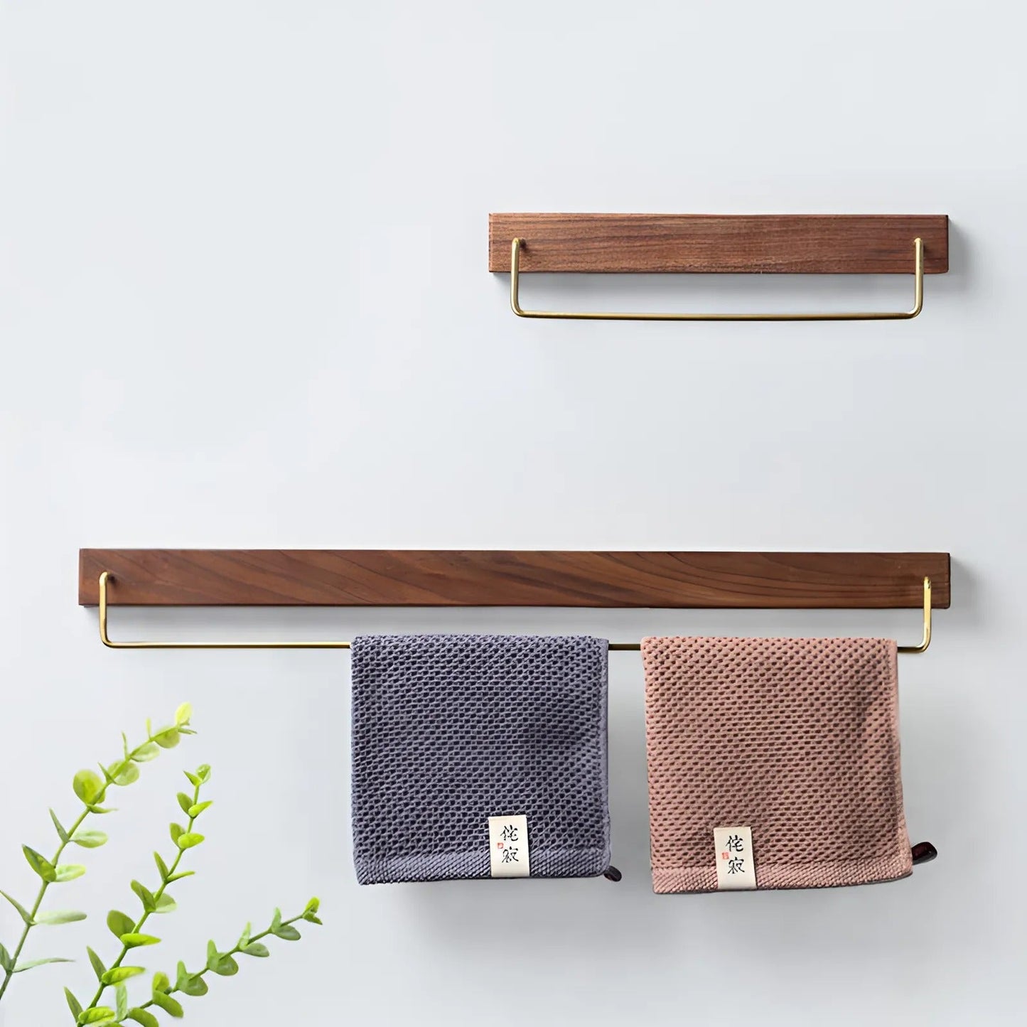 Holz- & Messing-Handtuchhalter für einfache Wandmontage | Brehn