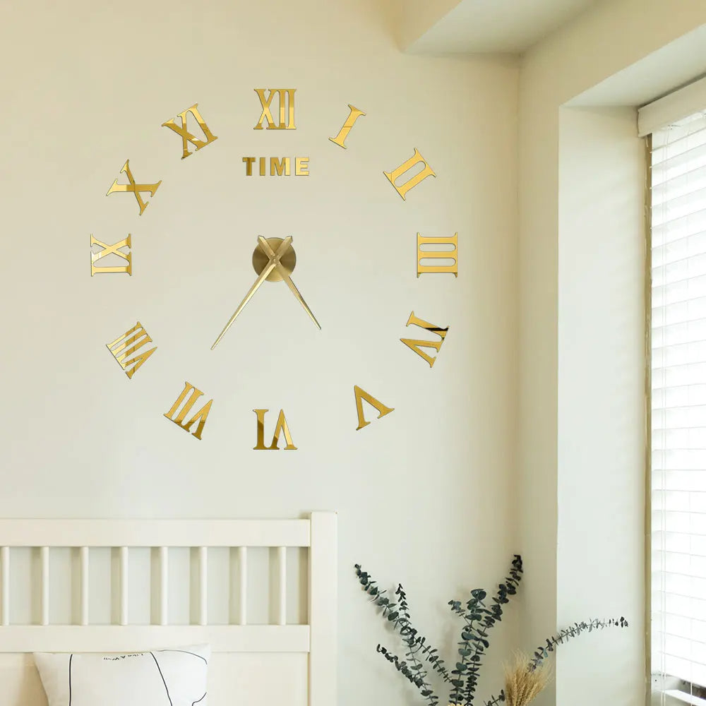 Große Wanduhr DIY 3D Selbstkleber Spiegel Acryl Wanduhr für Küche Esszimmer Wohnzimmer Kreative Wohnkultur | Brehn
