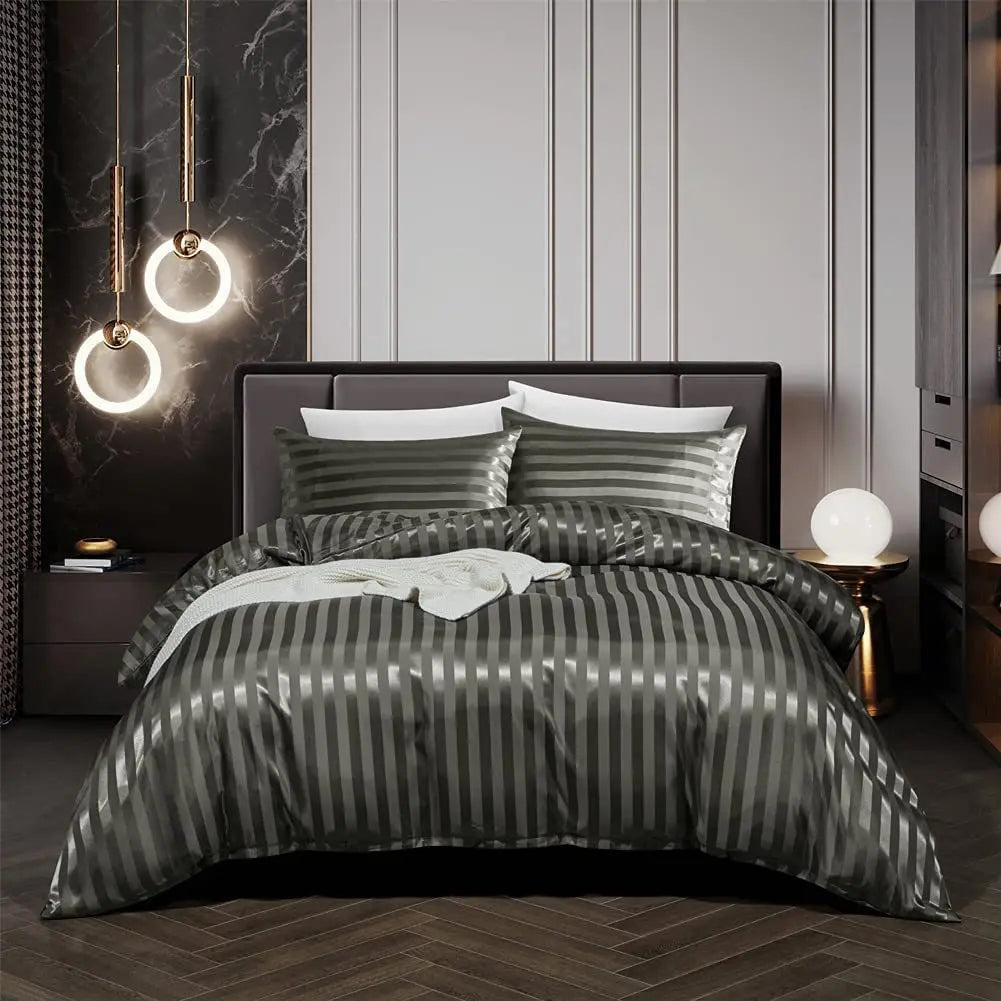 Brehn | NoirLuxe Bettdeckenbezug Set - Elegantes Satin Schlafzimmer-Transformators