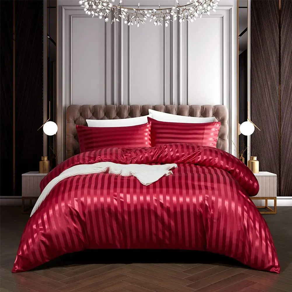 Brehn | NoirLuxe Bettdeckenbezug Set - Elegantes Satin Schlafzimmer-Transformators