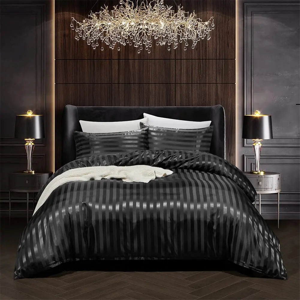 Brehn | NoirLuxe Bettdeckenbezug Set - Elegantes Satin Schlafzimmer-Transformators