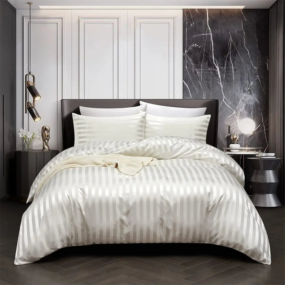 Brehn | NoirLuxe Bettdeckenbezug Set - Elegantes Satin Schlafzimmer-Transformators