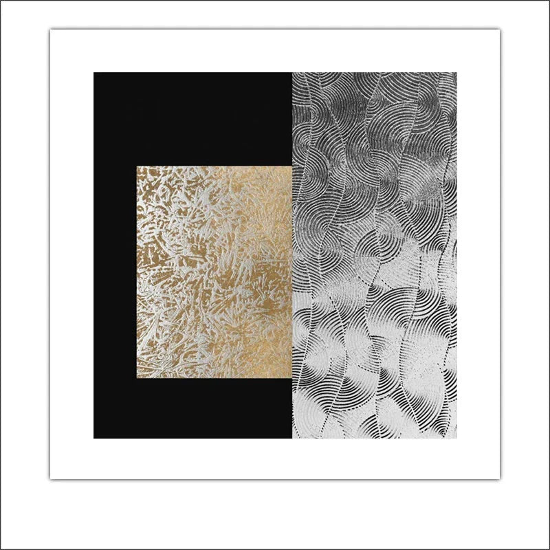Schwarz Golden Abstrakte Wandkunst Quadratisches Format Fein Kunst Leinwand Drucke Retro Vintage Texturierte Designer Bilder Für Moderne Wohnzimmer Dekor