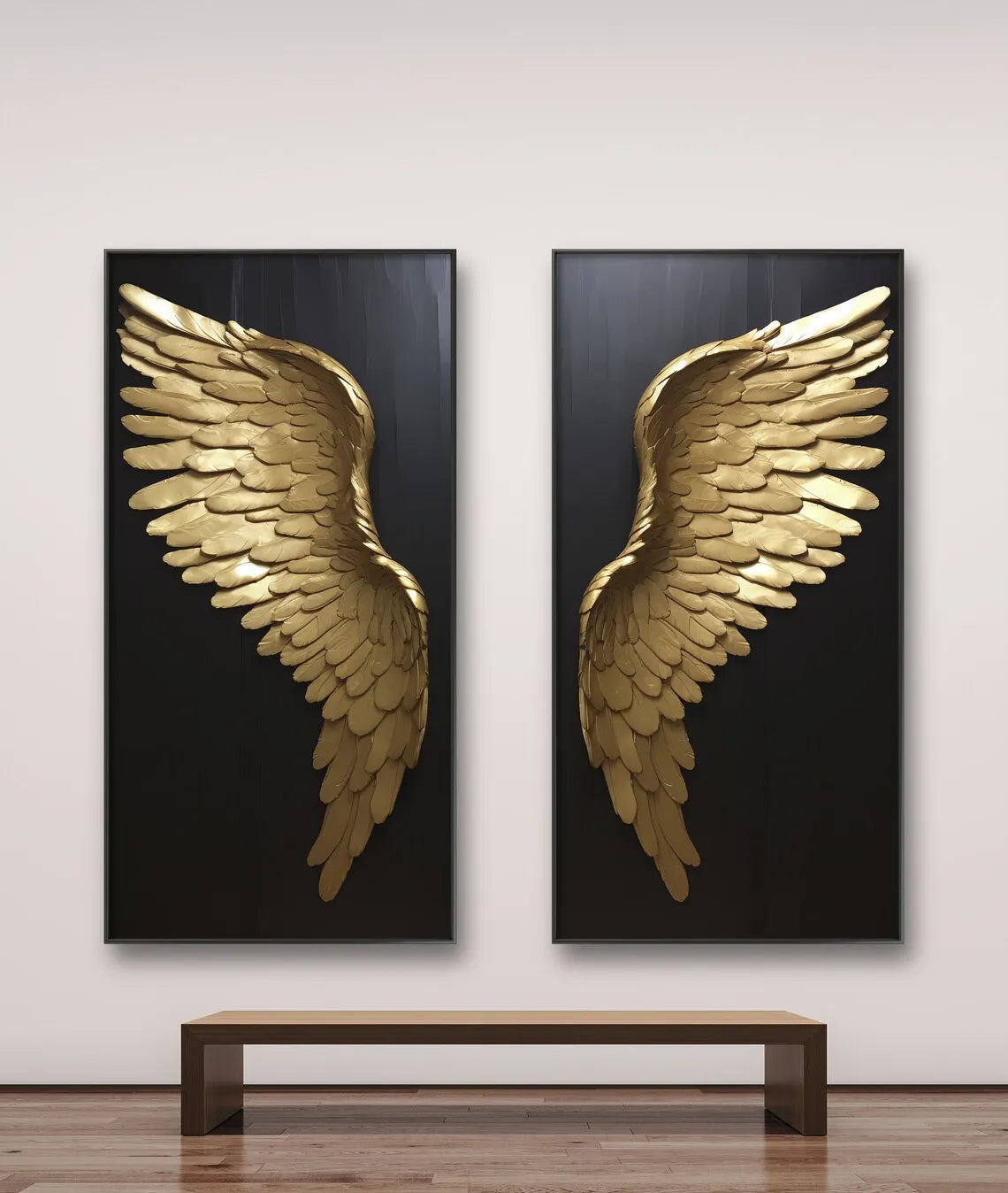 Große Größen Goldene Traum Engel Flügel Wandkunst Fine Art Leinwanddrucke Bilder Für Moderne Apartment Wohnzimmer Leicht Luxus Boutique Mode Haus Kunst Dekoration | Brehn