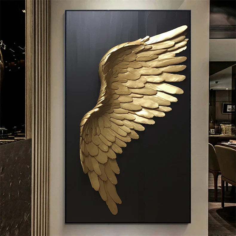 Große Größen Goldene Traum Engel Flügel Wandkunst Fine Art Leinwanddrucke Bilder Für Moderne Apartment Wohnzimmer Leicht Luxus Boutique Mode Haus Kunst Dekoration | Brehn