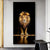 Schwarzer Goldener Löwe Poster Wandkunst Feine Kunst Leinwanddruck Bild für Eingang Flur Wohnzimmer Licht Luxus Wohnkultur