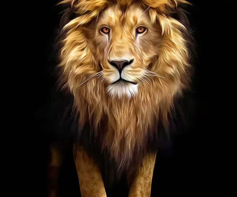 Schwarzer Goldener Löwe Poster Wandkunst Feine Kunst Leinwanddruck Bild für Eingang Flur Wohnzimmer Licht Luxus Wohnkultur