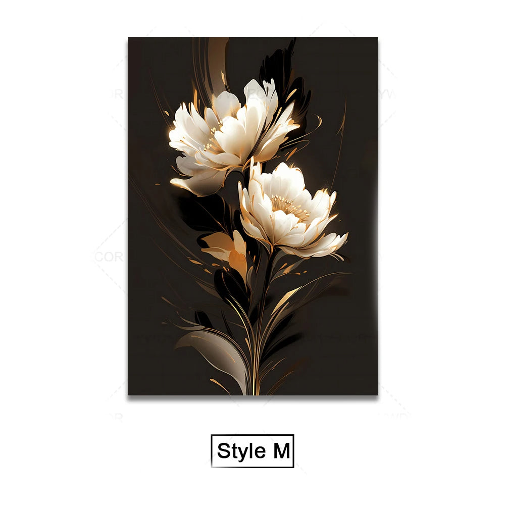 Schwarze Goldene Tropische Blätter Wandkunst Feine Kunst Leinwanddrucke Moderne Botanische Bilder Für Luxuriöses Wohnzimmer Esszimmer Home Office Dekor | Brehn