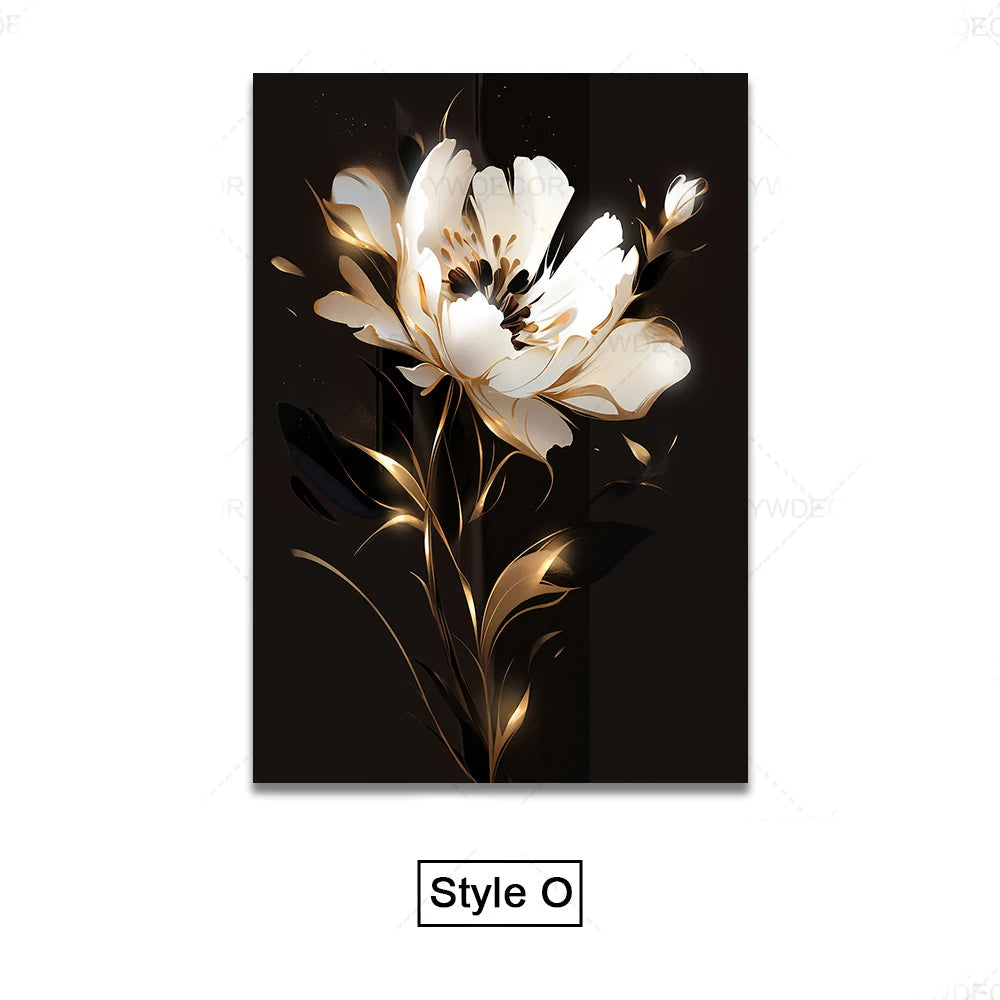 Schwarze Goldene Tropische Blätter Wandkunst Feine Kunst Leinwanddrucke Moderne Botanische Bilder Für Luxuriöses Wohnzimmer Esszimmer Home Office Dekor | Brehn