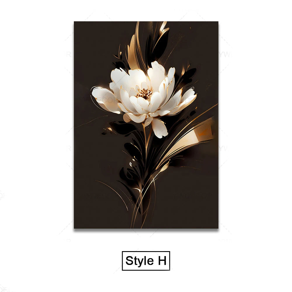 Schwarze Goldene Tropische Blätter Wandkunst Feine Kunst Leinwanddrucke Moderne Botanische Bilder Für Luxuriöses Wohnzimmer Esszimmer Home Office Dekor | Brehn