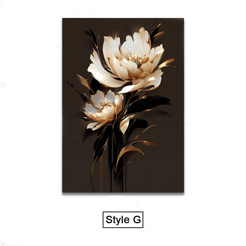 Schwarze Goldene Tropische Blätter Wandkunst Feine Kunst Leinwanddrucke Moderne Botanische Bilder Für Luxuriöses Wohnzimmer Esszimmer Home Office Dekor | Brehn