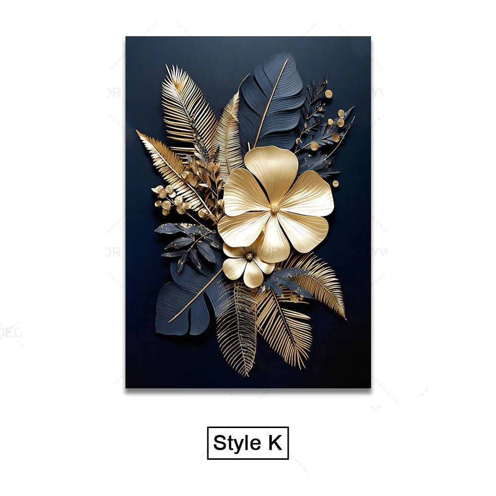 Schwarze Goldene Tropische Blätter Wandkunst Feine Kunst Leinwanddrucke Moderne Botanische Bilder Für Luxuriöses Wohnzimmer Esszimmer Home Office Dekor | Brehn