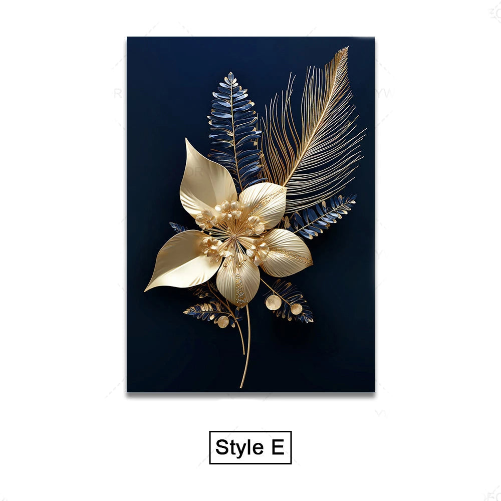 Schwarze Goldene Tropische Blätter Wandkunst Feine Kunst Leinwanddrucke Moderne Botanische Bilder Für Luxuriöses Wohnzimmer Esszimmer Home Office Dekor | Brehn
