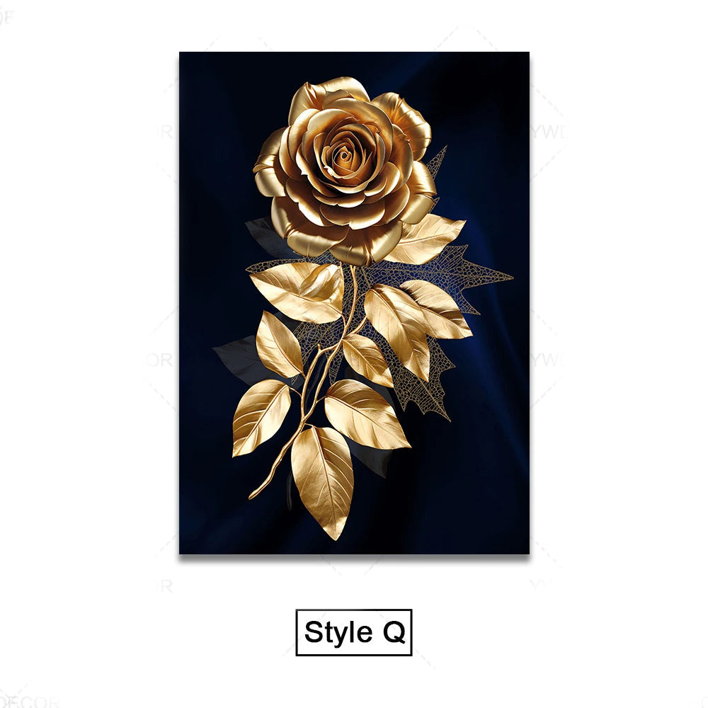 Schwarze Goldene Tropische Blätter Wandkunst Feine Kunst Leinwanddrucke Moderne Botanische Bilder Für Luxuriöses Wohnzimmer Esszimmer Home Office Dekor | Brehn