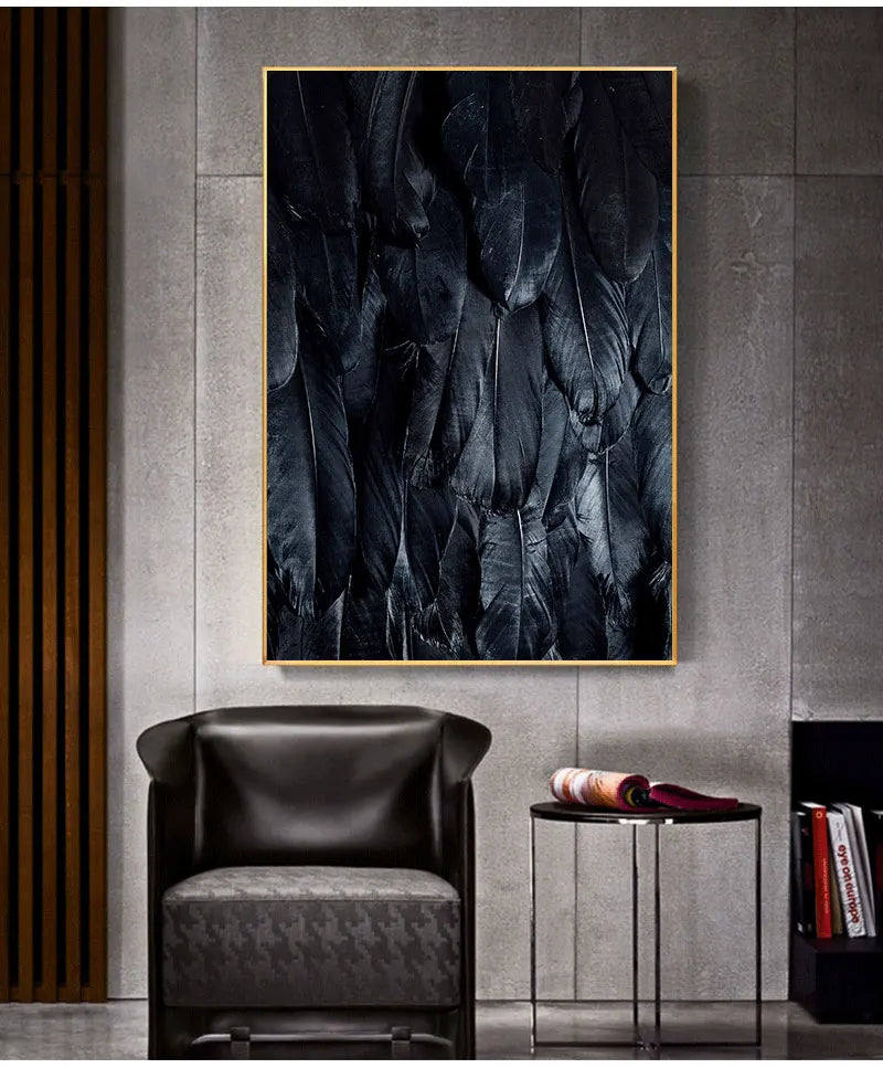 Schwarz Weiß Gold Feder Wandkunst Fine Art Leinwanddrucke Schicke Poster Boutique Mode Bilder Für Wohnzimmer Schlafzimmer Hotel Salon Kunst Dekor