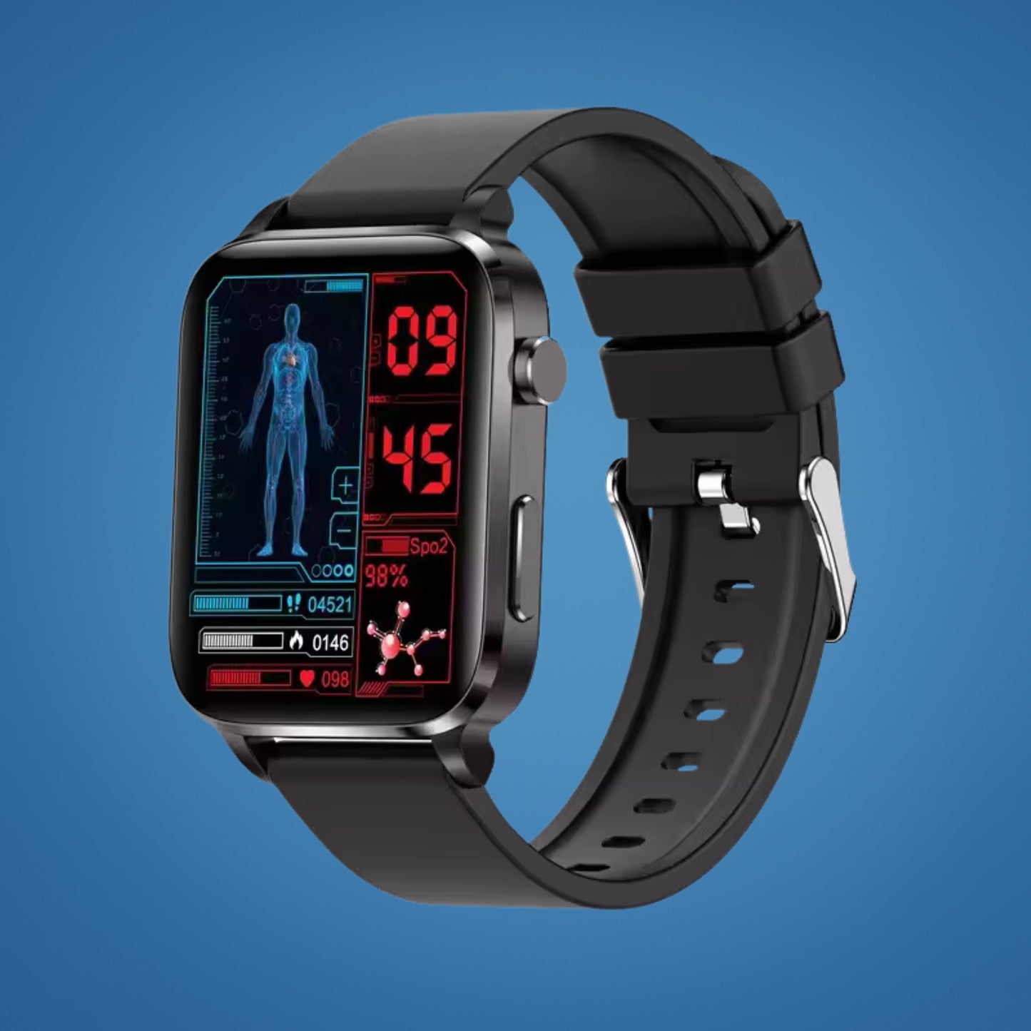 GlucoWell | Nicht-invasive Diabetes-Smartwatch – Blutzucker-Monitor – HD-Display – schmerzfreies Glukose-Tracking für Erwachsene Brehn