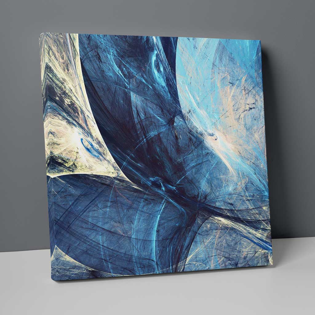 Abstraktes Fraktal Blau und Gelb Nr. 1 Druck auf Leinwand