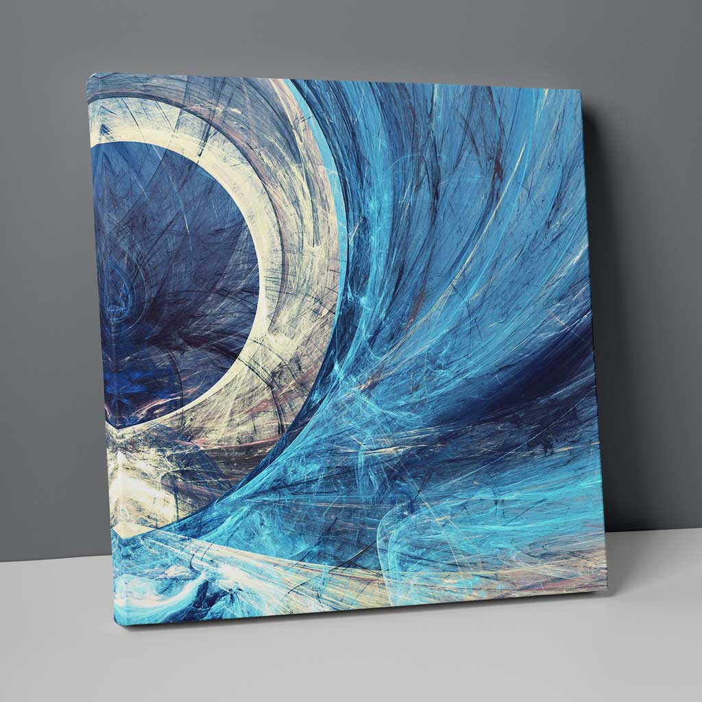 Abstraktes Fraktal Blau und Gelb Nr. 4 Druck auf Leinwand