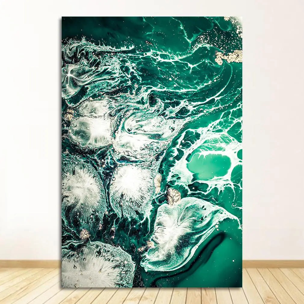Blaue Aqua Grüne Flüssige Marmor Druck Wandkunst Fein Kunst Leinwanddrucke Nordische Bilder Für Wohnzimmer Schlafzimmer Home Office Kunst Dekor