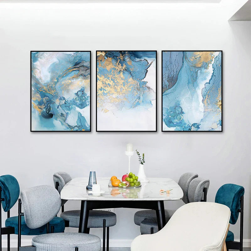 Blaue Goldene Marmor Druck Abstrakte Wand Kunst Feine Kunst Leinwand Drucke Bilder Für Wohnzimmer Esszimmer Hotelzimmer Schlafzimmer Kunst Dekor
