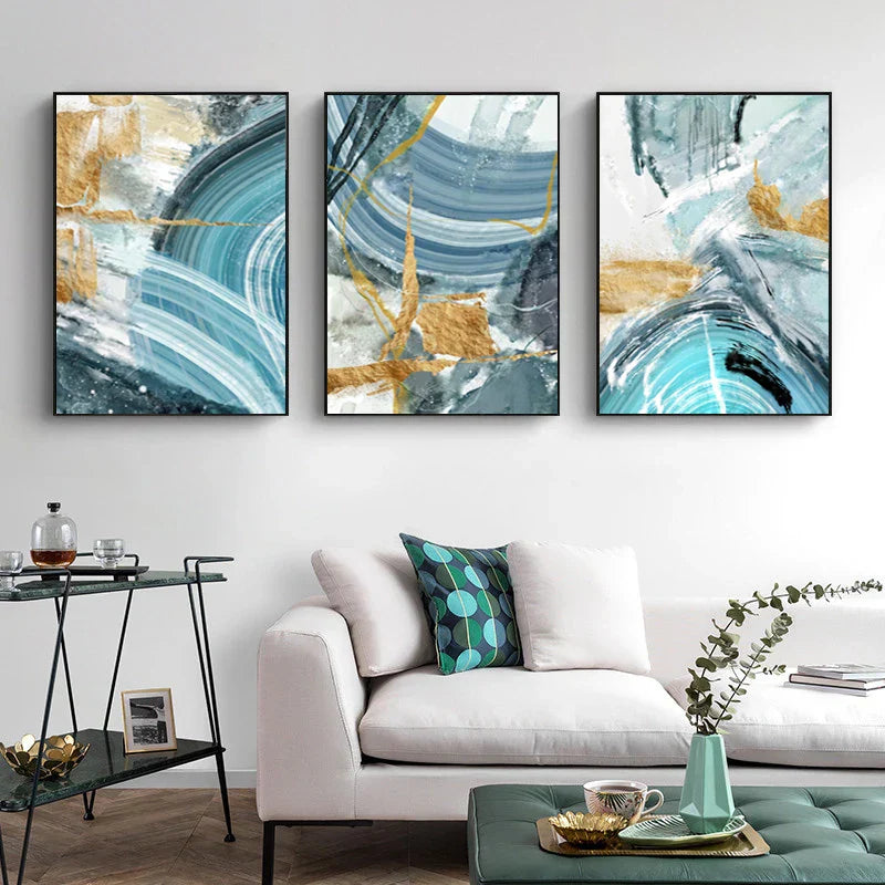 Blaues Goldenes Nordisches Marmor Druck Abstrakte Wandkunst Feine Kunst Leinwanddrucke Bilder Für Wohnzimmer Schlafzimmer Büro Dekor