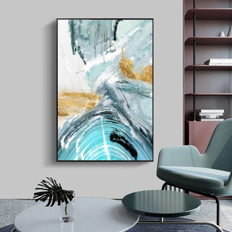 Blaues Goldenes Nordisches Marmor Druck Abstrakte Wandkunst Feine Kunst Leinwanddrucke Bilder Für Wohnzimmer Schlafzimmer Büro Dekor