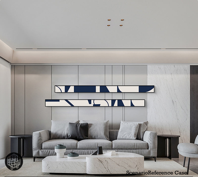 Kreative abstrakte blaue weiße schlanke Format Wandkunst Fine Art Leinwanddrucke hohe schmale breite Formatbilder für Wohnzimmer Foyer Treppenhaus Wanddekoration | Brehn