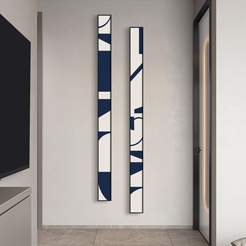 Kreative abstrakte blaue weiße schlanke Format Wandkunst Fine Art Leinwanddrucke hohe schmale breite Formatbilder für Wohnzimmer Foyer Treppenhaus Wanddekoration | Brehn
