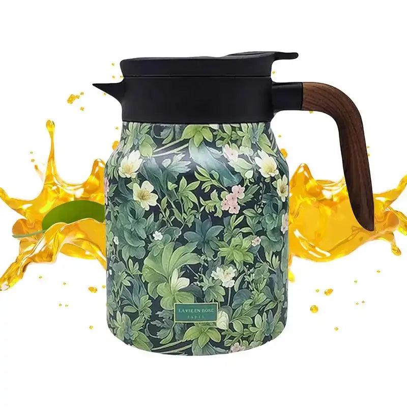 Blumenkunst Edelstahl Teekanne mit Sieb - 1000ml Vintage Eleganz