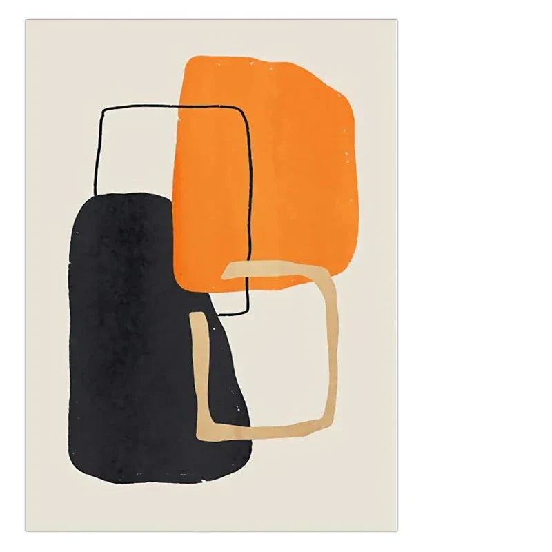 Fet orange beige schwarz Mosaik abstrakte Wandkunst Fine Art Leinwanddrucke Bilder für moderne Wohnraumkunst für zeitgenössische Innenräume