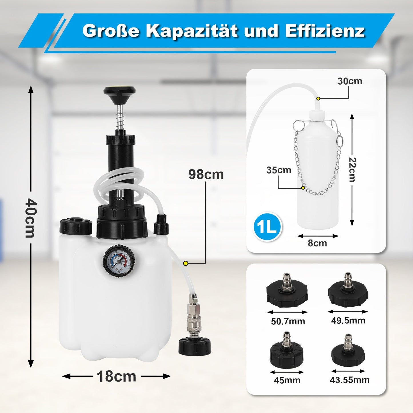 3L Bremsflüssigkeit Bremsenentlüftungsgerät mit 1L Absaugbehälter | Brehn