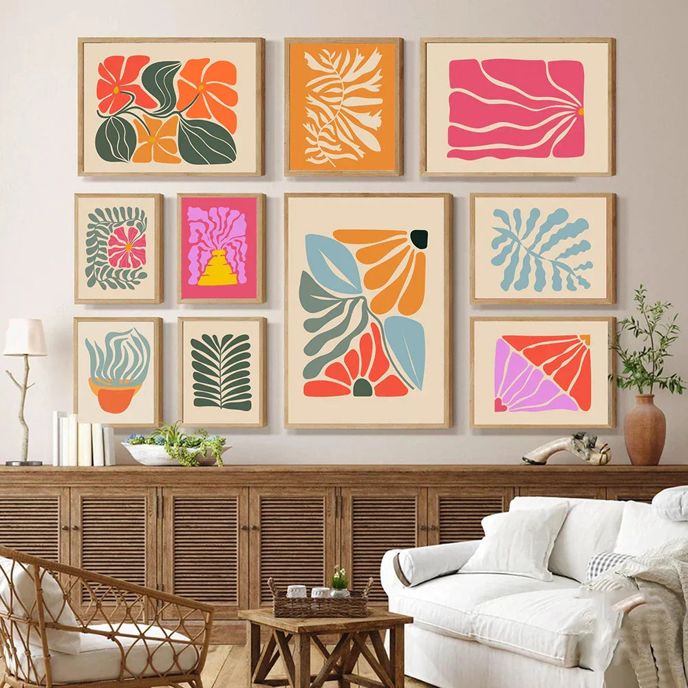 Helle Farbenfrohe Botanische Abstrakte Wandkunst Feine Kunst Leinwanddrucke Lebendige Farbbilder Für Modernes Zuhause Wohnzimmer Schlafzimmer Kunst Dekor | Brehn