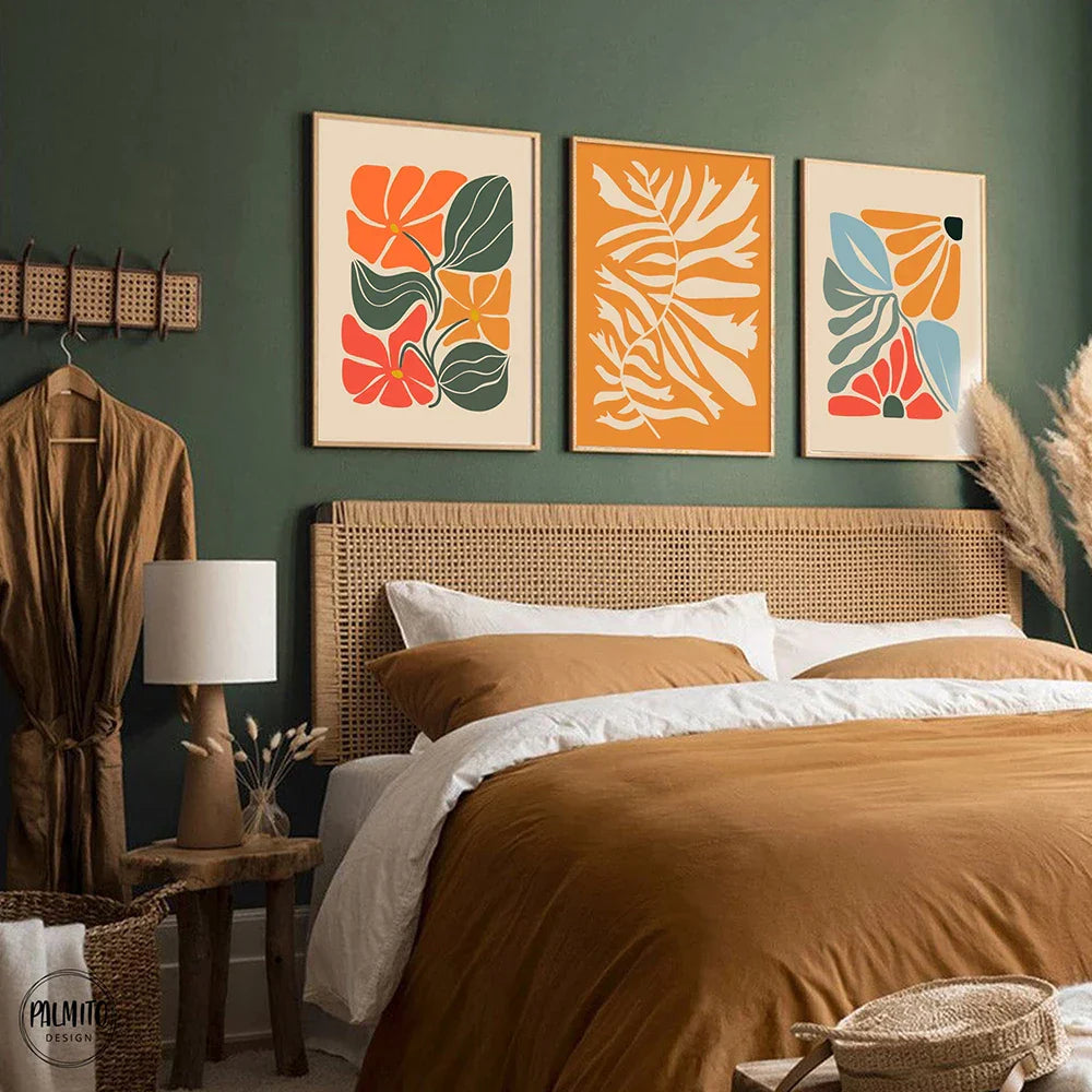 Helle farbenfrohe botanische abstrakte Wandkunst feine Kunstleinwanddrucke lebendige Farb Bilder für modernes Zuhause Wohnzimmer Schlafzimmer Kunst Dekoration
