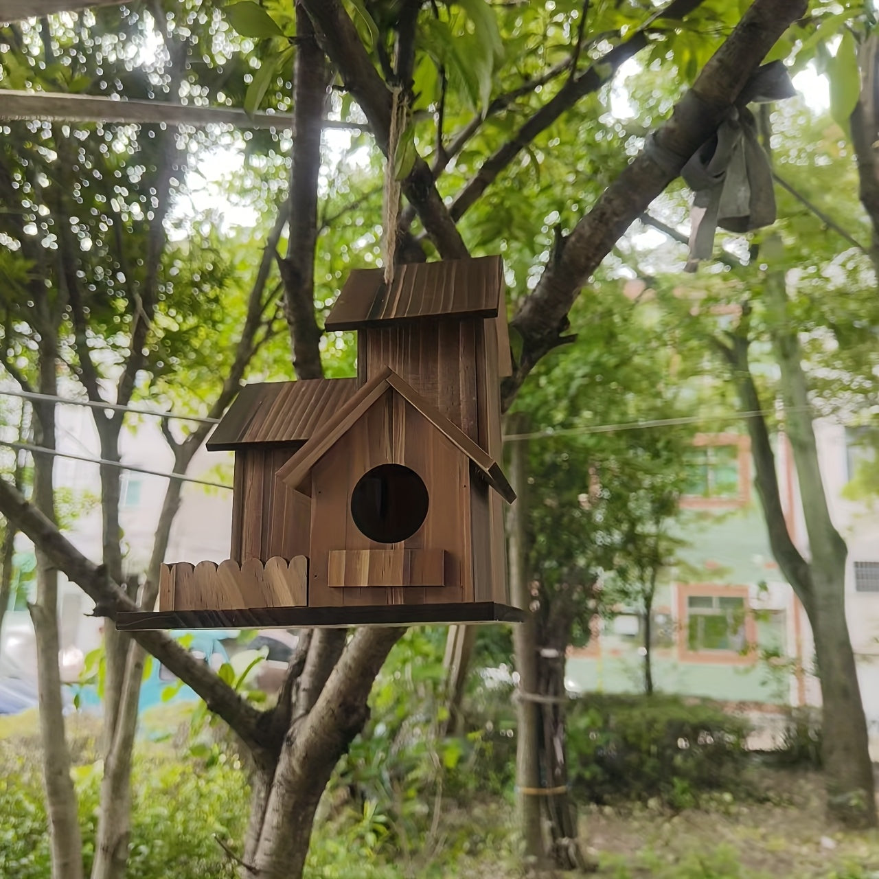 Brehn | Vogelhaus rustikaler Holz-Mehrraum-Futterspender
