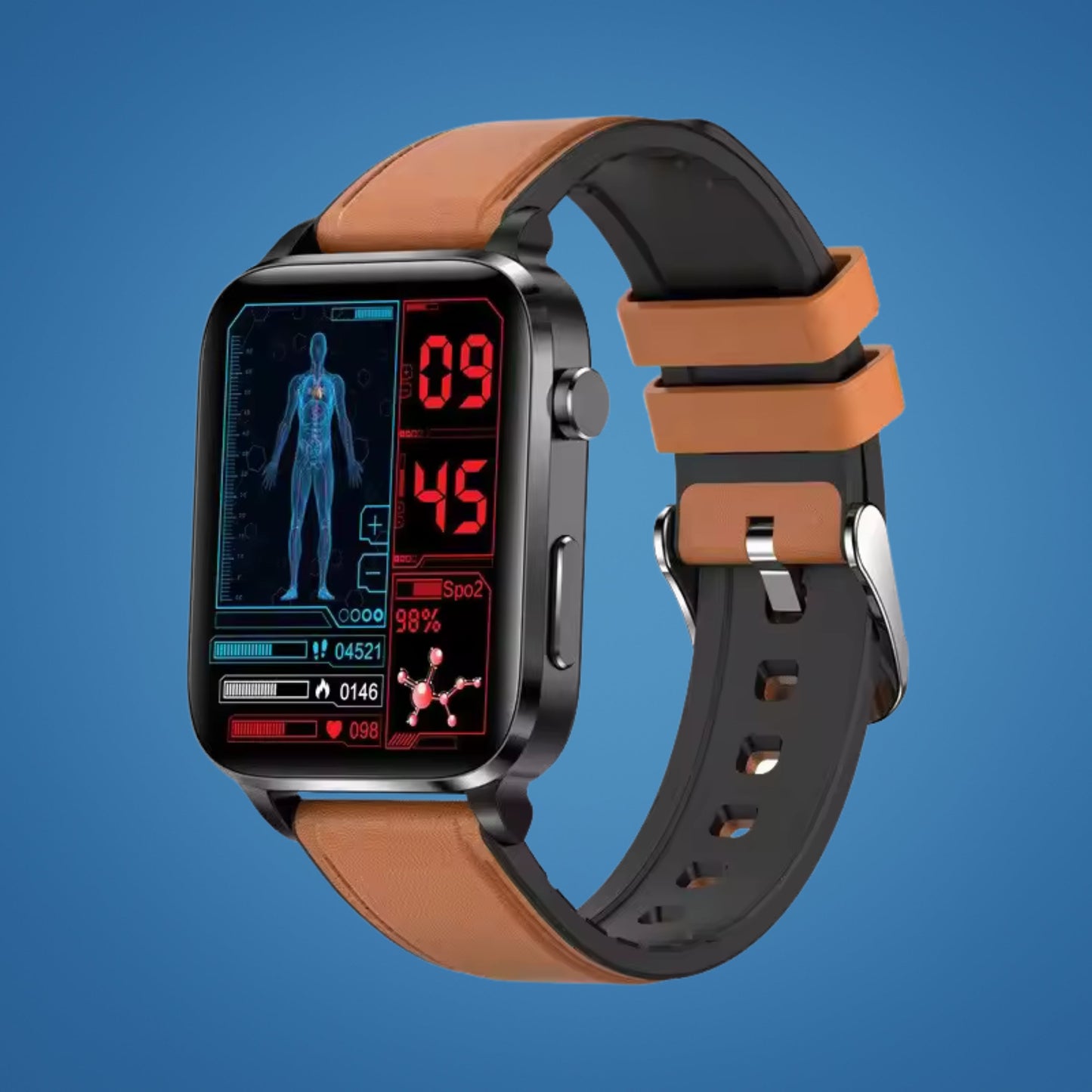GlucoWell | Nicht-invasive Diabetes-Smartwatch – Blutzucker-Monitor – HD-Display – schmerzfreies Glukose-Tracking für Erwachsene Brehn