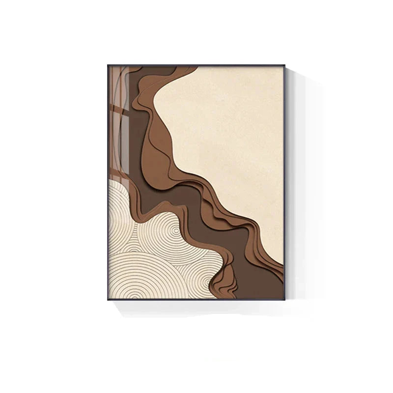 Braun Beige Abstrakte Fließende Konturen Minimalistische Wandkunst Fine Art Leinwanddrucke Bilder Für Moderne Wohnungen Wohnzimmer Kunst Für Zeitgenössische Inneneinrichtungen