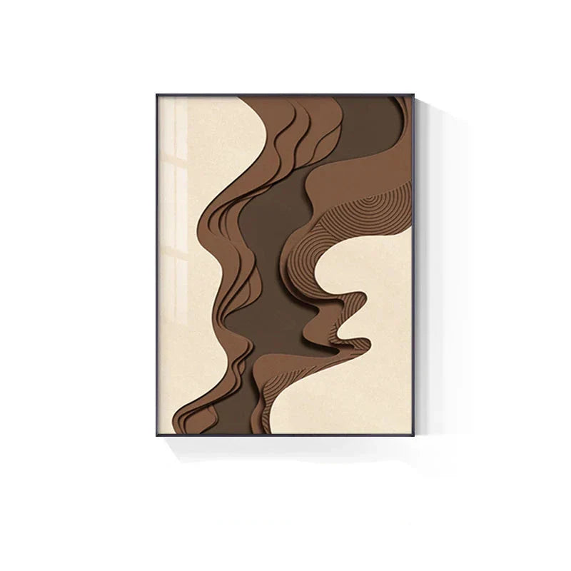 Braun Beige Abstrakte Fließende Konturen Minimalistische Wandkunst Fine Art Leinwanddrucke Bilder Für Moderne Wohnungen Wohnzimmer Kunst Für Zeitgenössische Inneneinrichtungen