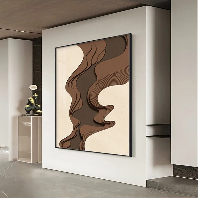 Braun Beige Abstrakte Fließende Konturen Minimalistische Wandkunst Fine Art Leinwanddrucke Bilder Für Moderne Wohnungen Wohnzimmer Kunst Für Zeitgenössische Inneneinrichtungen