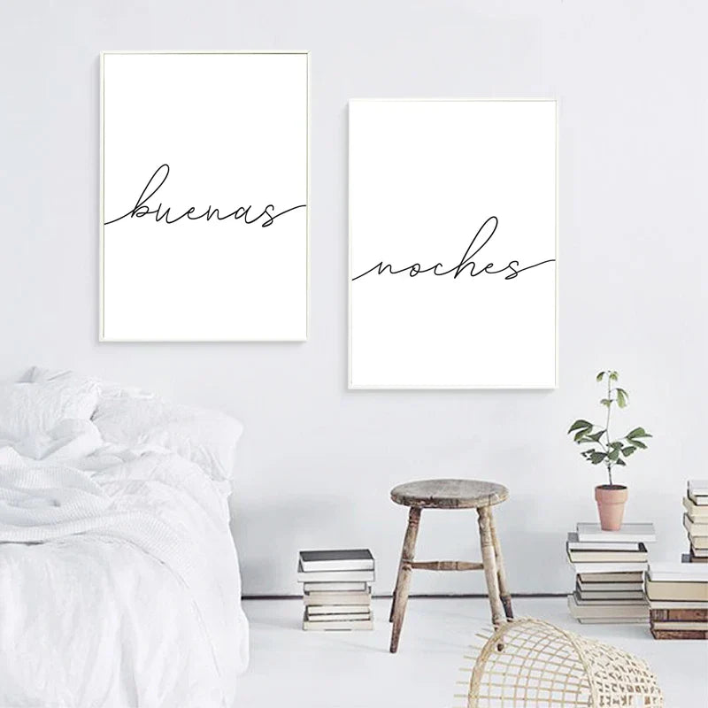 Buenas Noches Gute Nacht Spanische Zitate Post Einfach Schwarz Weiß Zitate Wandkunst Feine Kunst Leinwanddrucke Minimalistische Nordische Bilder Für Schlafzimmer | Brehn