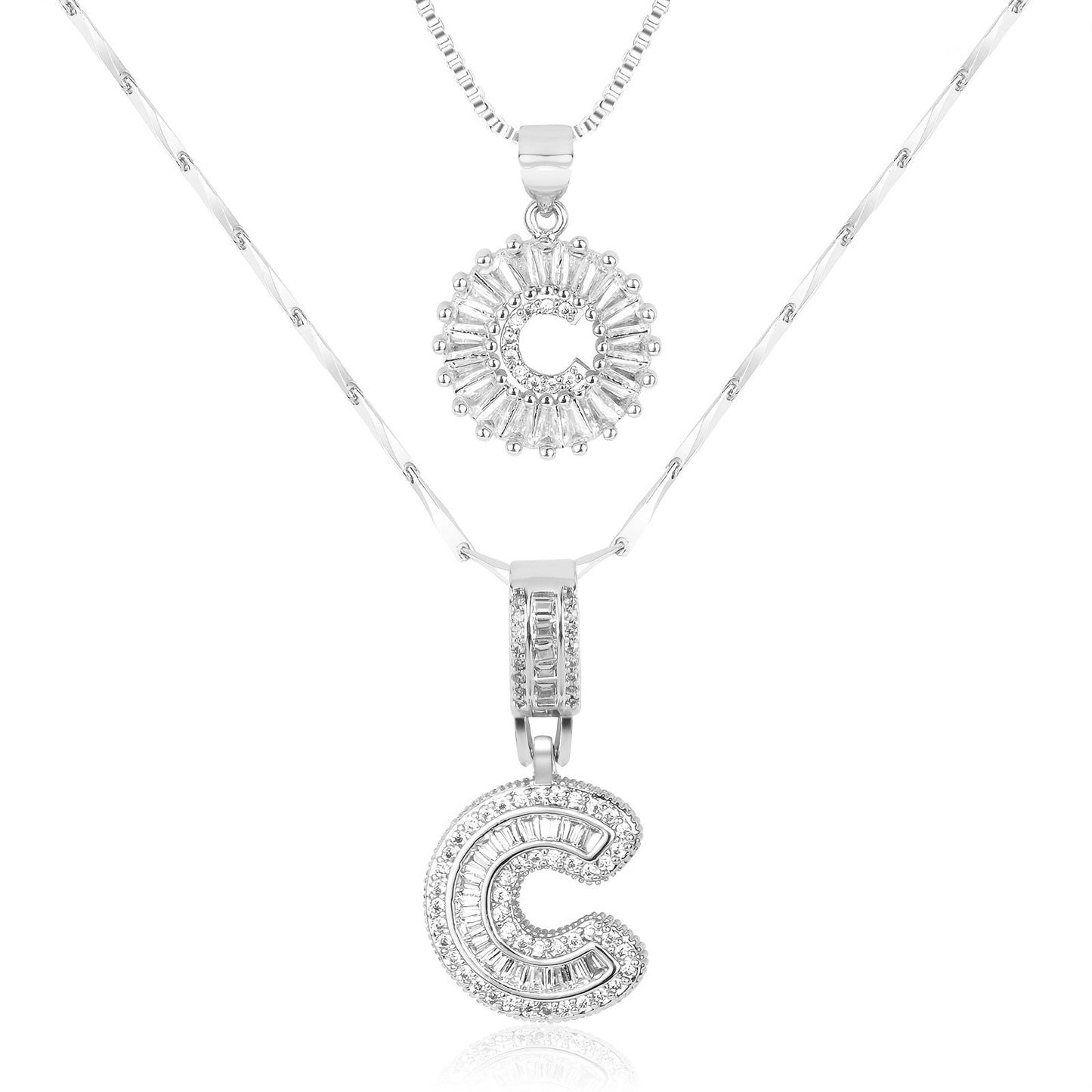 Brehn | 2pc 14k Diamant Buchstaben Initialen Halsketten