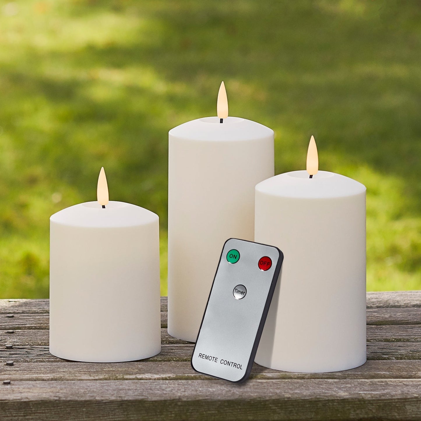 Brehn | TruGlow LED Outdoor Kerzen Trio mit Fernbedienung