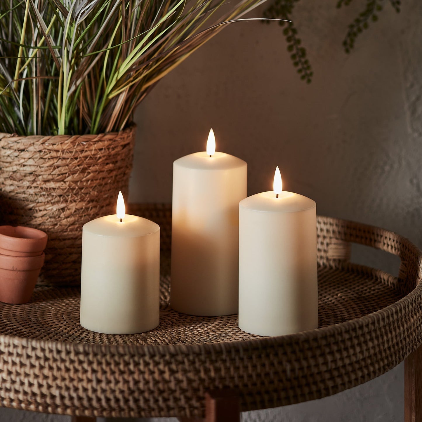 Brehn | TruGlow LED Outdoor Kerzen Trio mit Fernbedienung