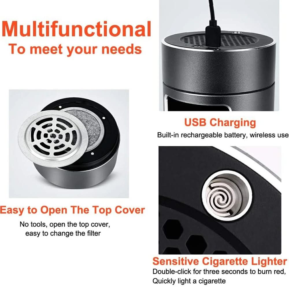 USB-betriebener Aschenbecher mit HEPA-Filter und Ionisator