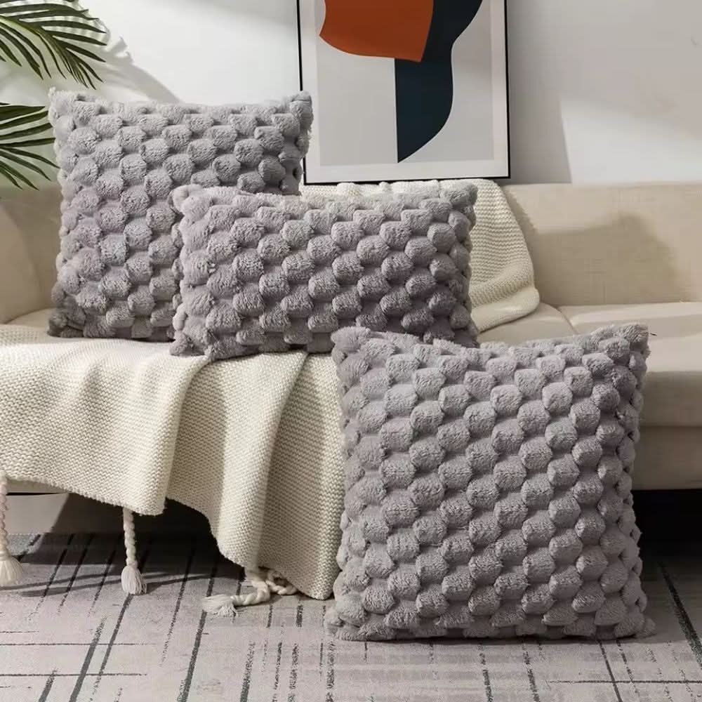 Kissenbezug aus Baumwollmischgewebe mit flauschigem 3D-Griff