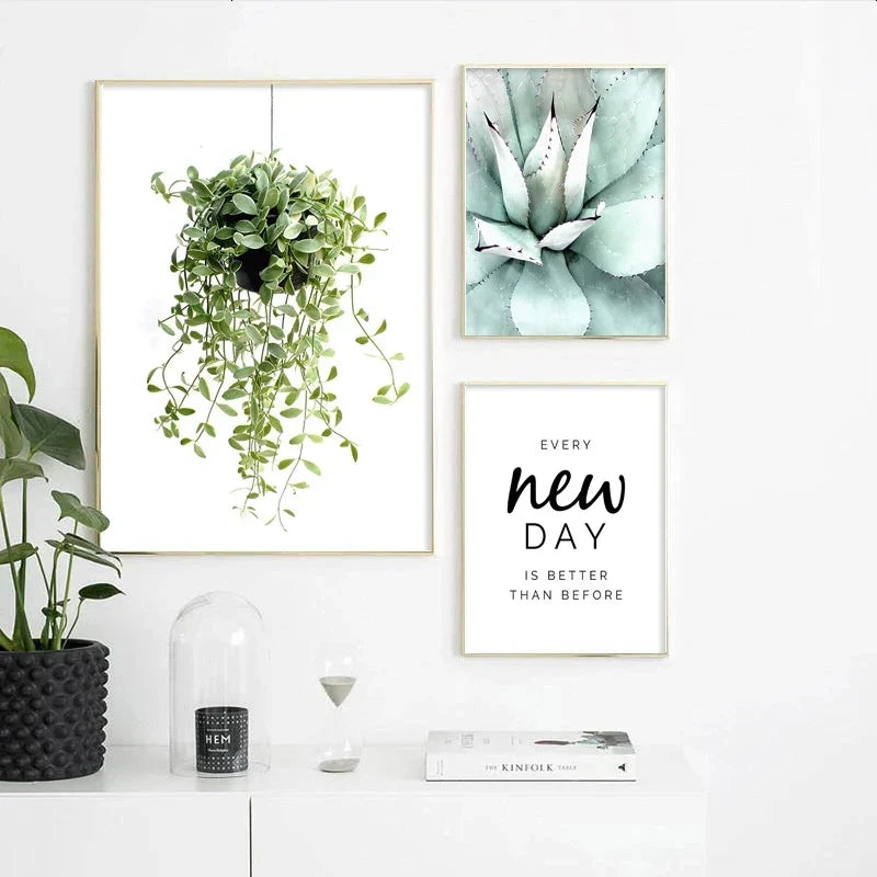 Kaktus Eukalyptus Tropisches Grünes Botanik Wandkunst Fine Art Leinwanddrucke Bilder für Wohnzimmer Küche Esszimmer Wohnkultur