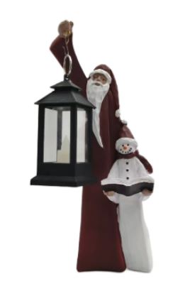 Weihnachtsmann- und Schneemann-Skulptur