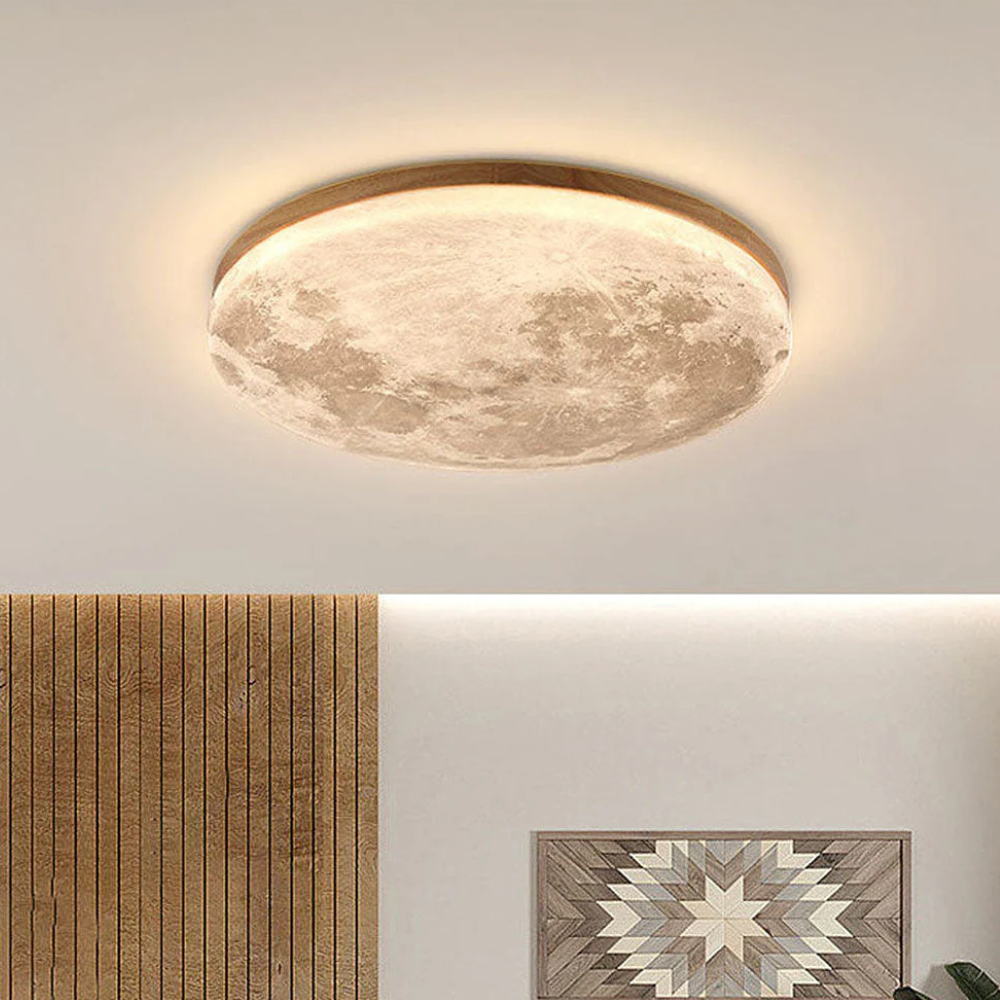 3D-Mond-LED-Deckenleuchte, dimmbar, Metall, Schlafzimmerleuchte